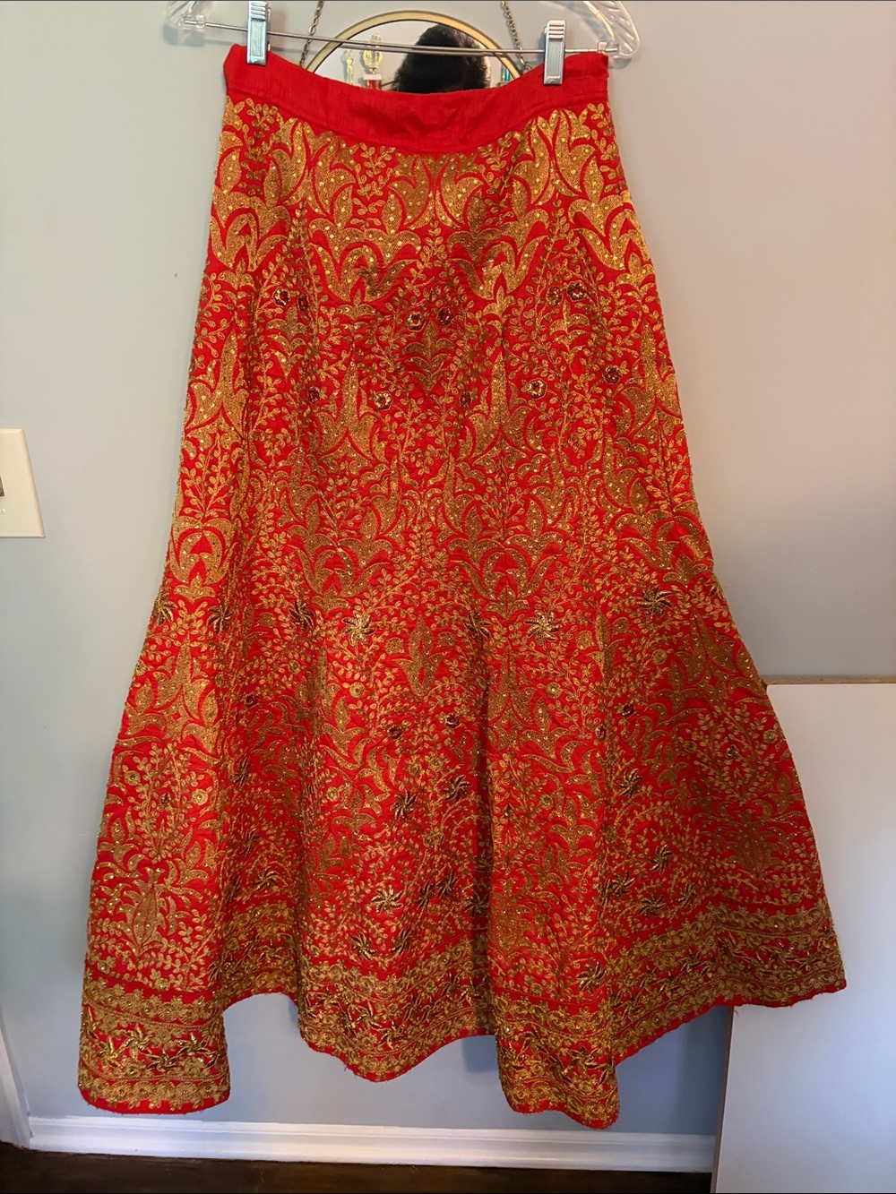 Like New - Red and Gold A-Line Lehenga